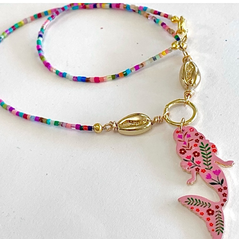 Colorful Italian Glass Mermaid Necklace
